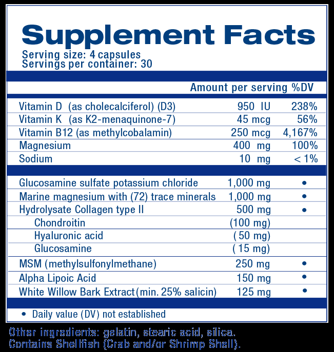 Super Joint Support Supplement Facts by The Health Back Institute